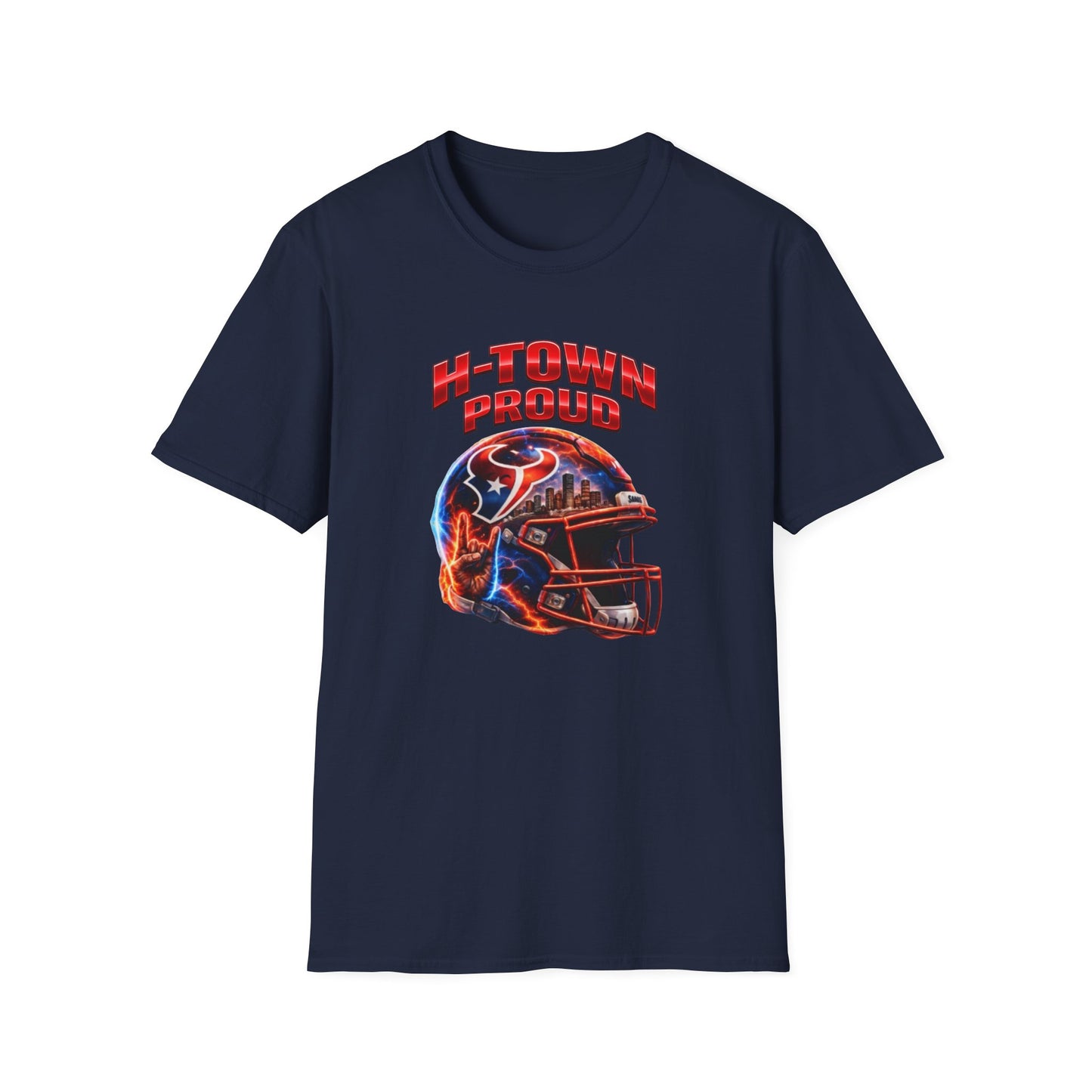 TEXANS INSPIRED HELMET - H-TOWN PROUD - Unisex Soft Style T-Shirt