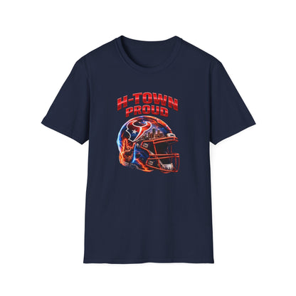 TEXANS INSPIRED HELMET - H-TOWN PROUD - Unisex Soft Style T-Shirt