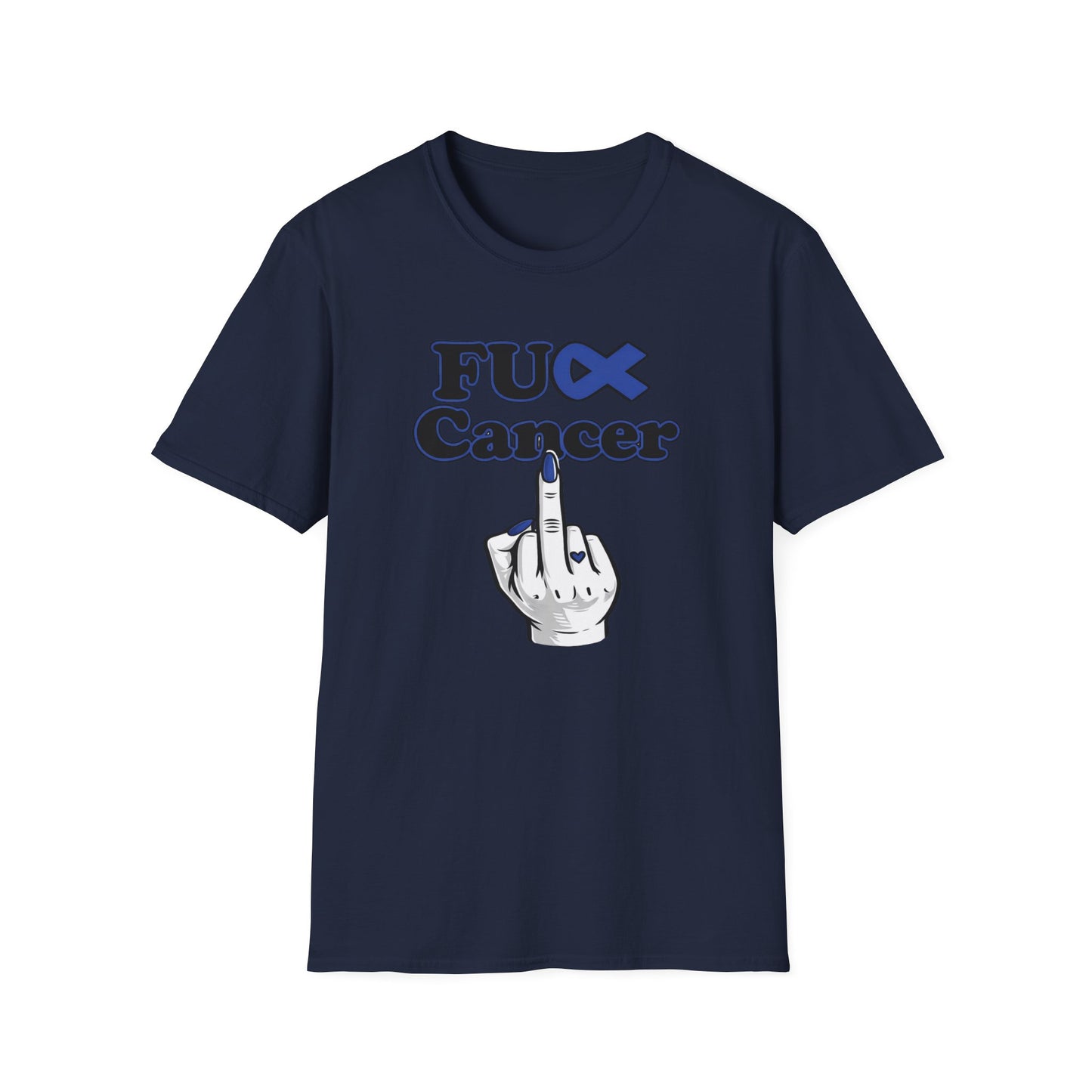 F CANCER - BLUE RIBBON - Unisex Soft Style T-Shirt