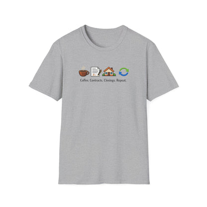 COFFEE-CONTRACTS-CLOSING-REPEAT - Unisex Softstyle T-Shirt