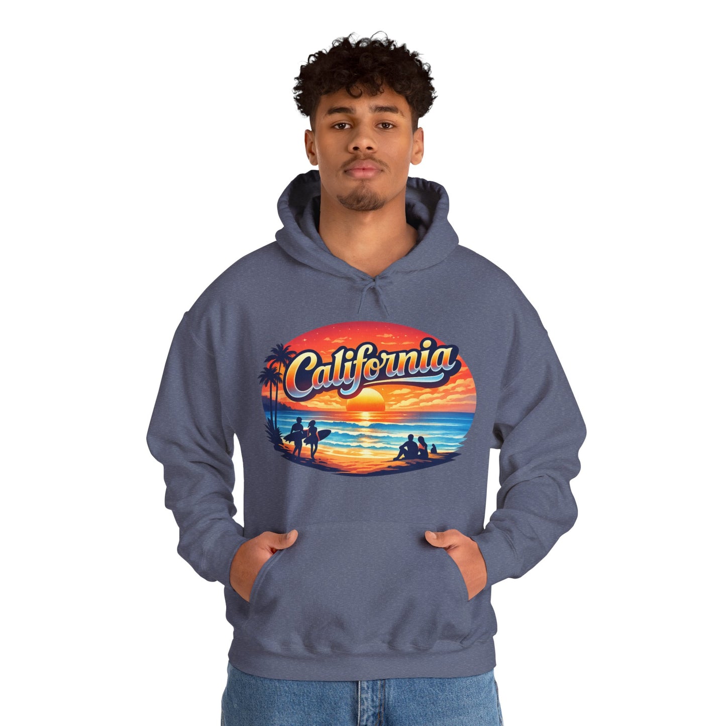 California Hoodie | Sunset Beach Coastal Graphic Unisex Pull-Over
