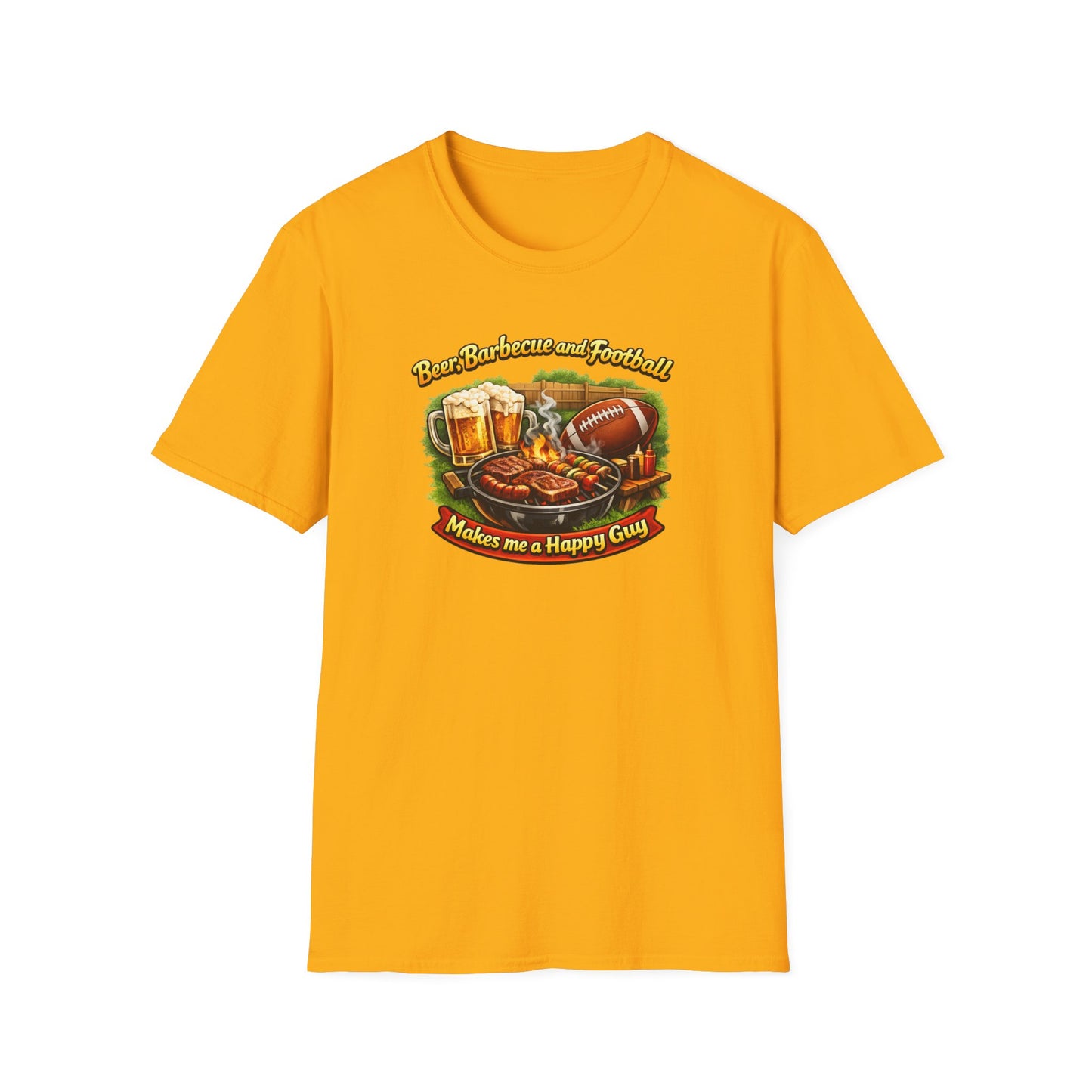 Beer Barbecue and Football-Make me a Happy Guy - Unisex Soft Style T-Shirt