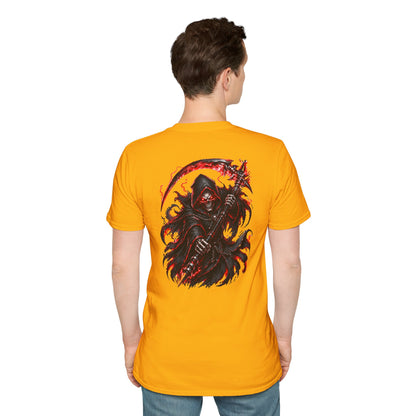 GLOWING RED GRIM REAPER - (Front/Back Print) - Unisex Soft Style T-Shirt