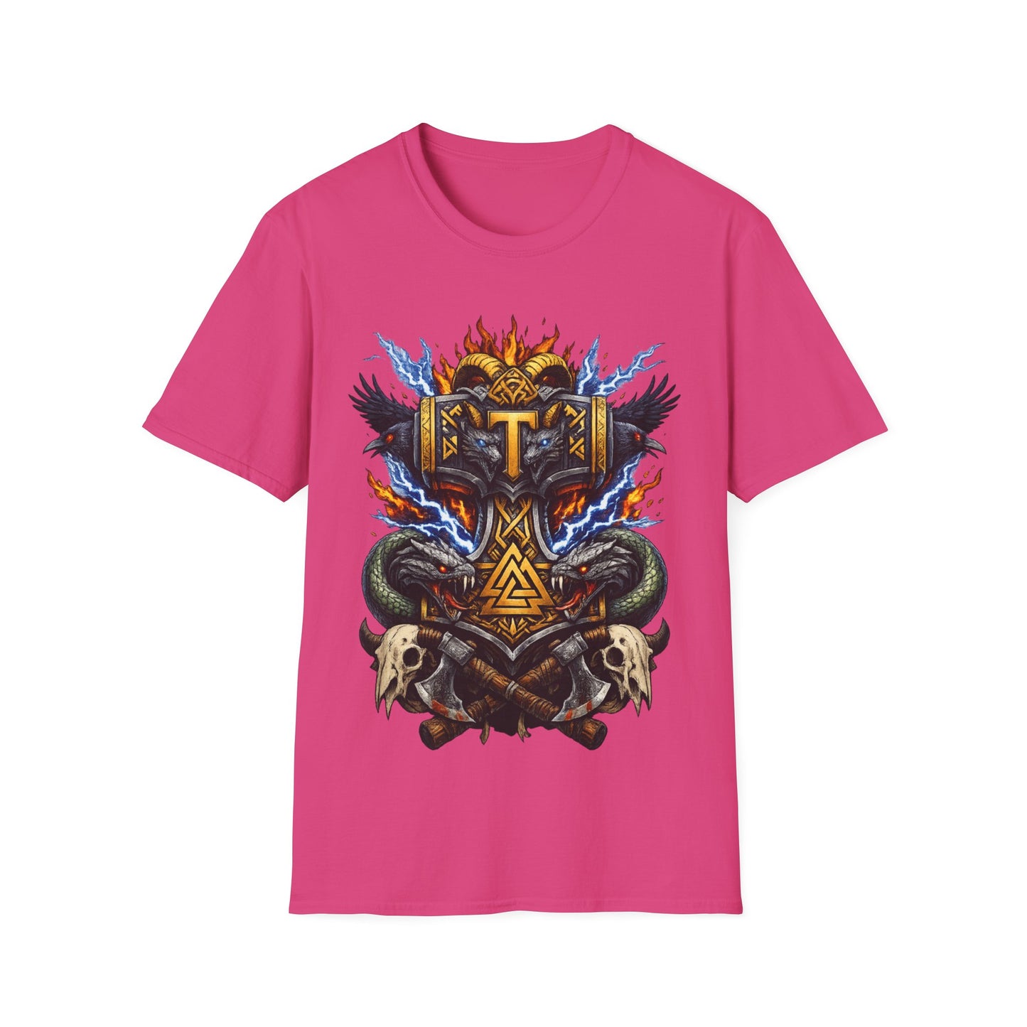 VIKING MJOLNIR SHIELD - ((BIG PRINT)) Unisex Soft Style T-shirt