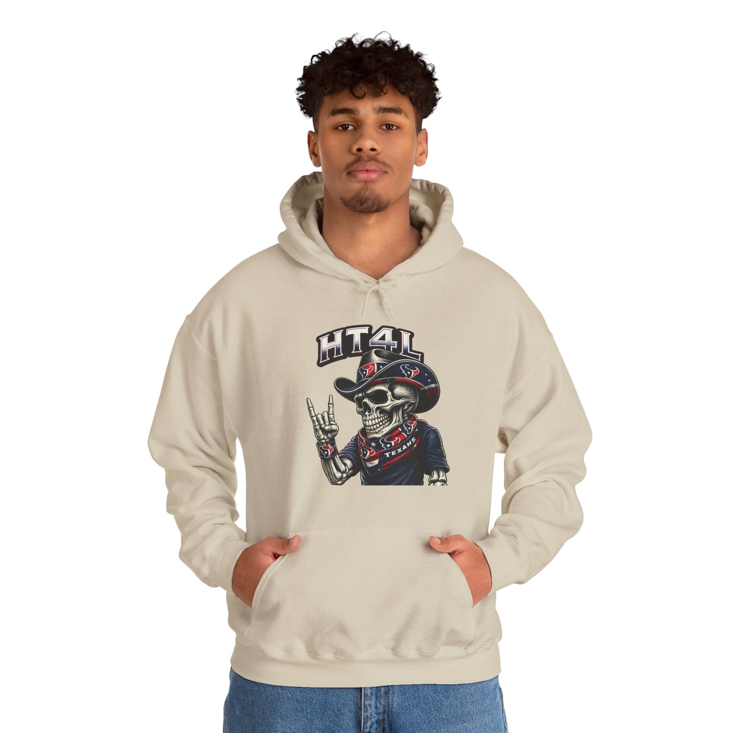 HT4L Skeleton Throwing the H | Houston Texans Unisex Pull-Over Hoodie