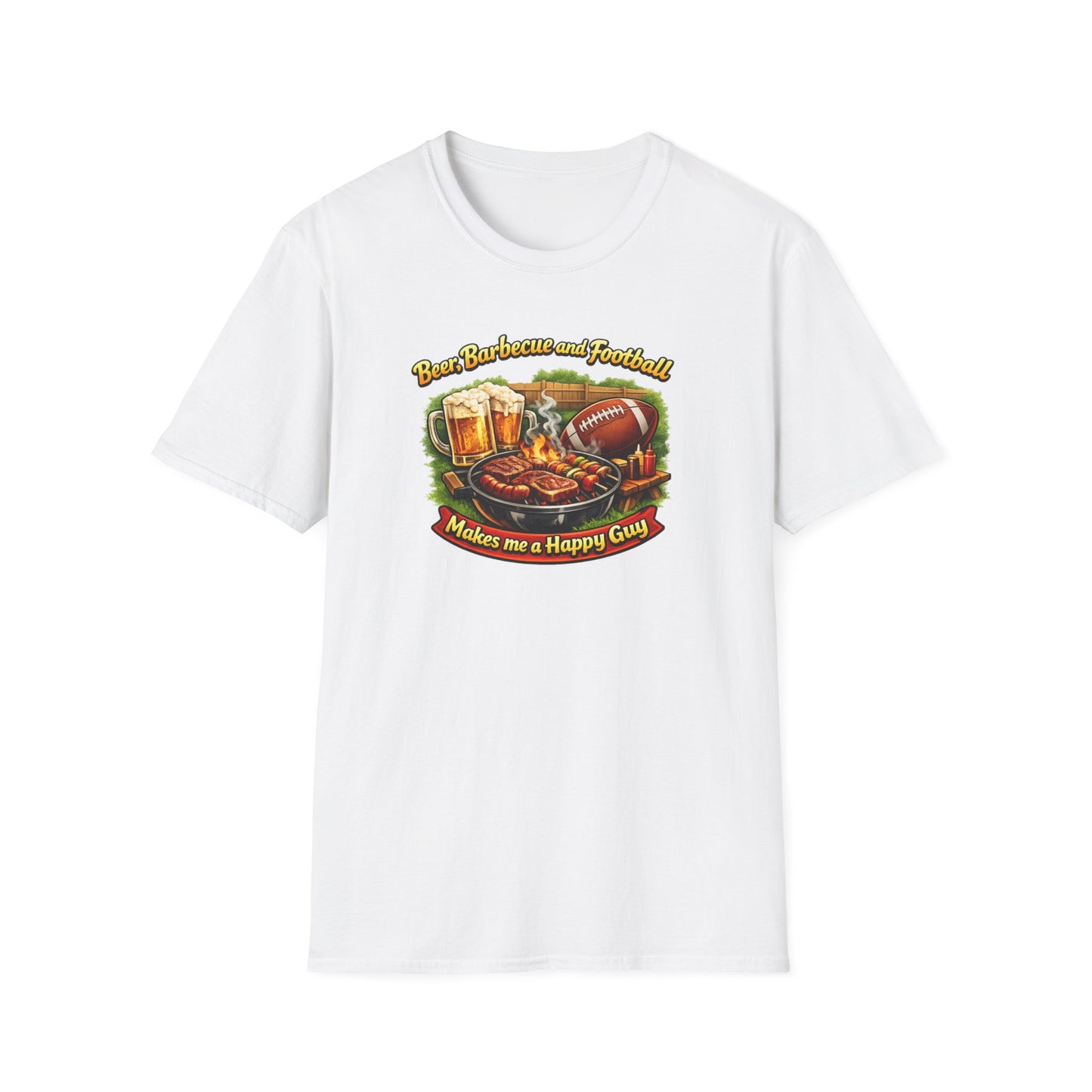 Beer Barbecue and Football-Make me a Happy Guy - Unisex Soft Style T-Shirt