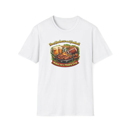 Beer Barbecue and Football-Make me a Happy Guy - Unisex Soft Style T-Shirt