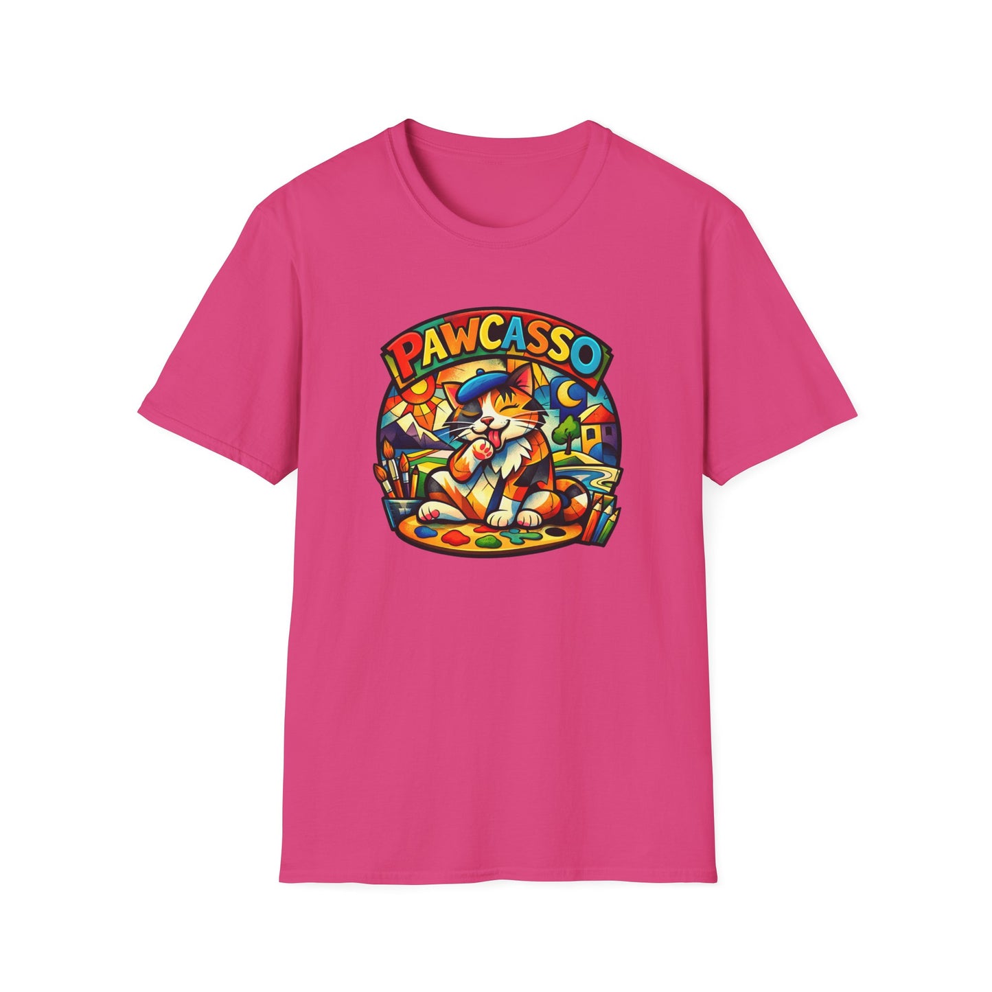 PAWCASSO-CAT ARTIST - Unisex Soft Style T-Shirt