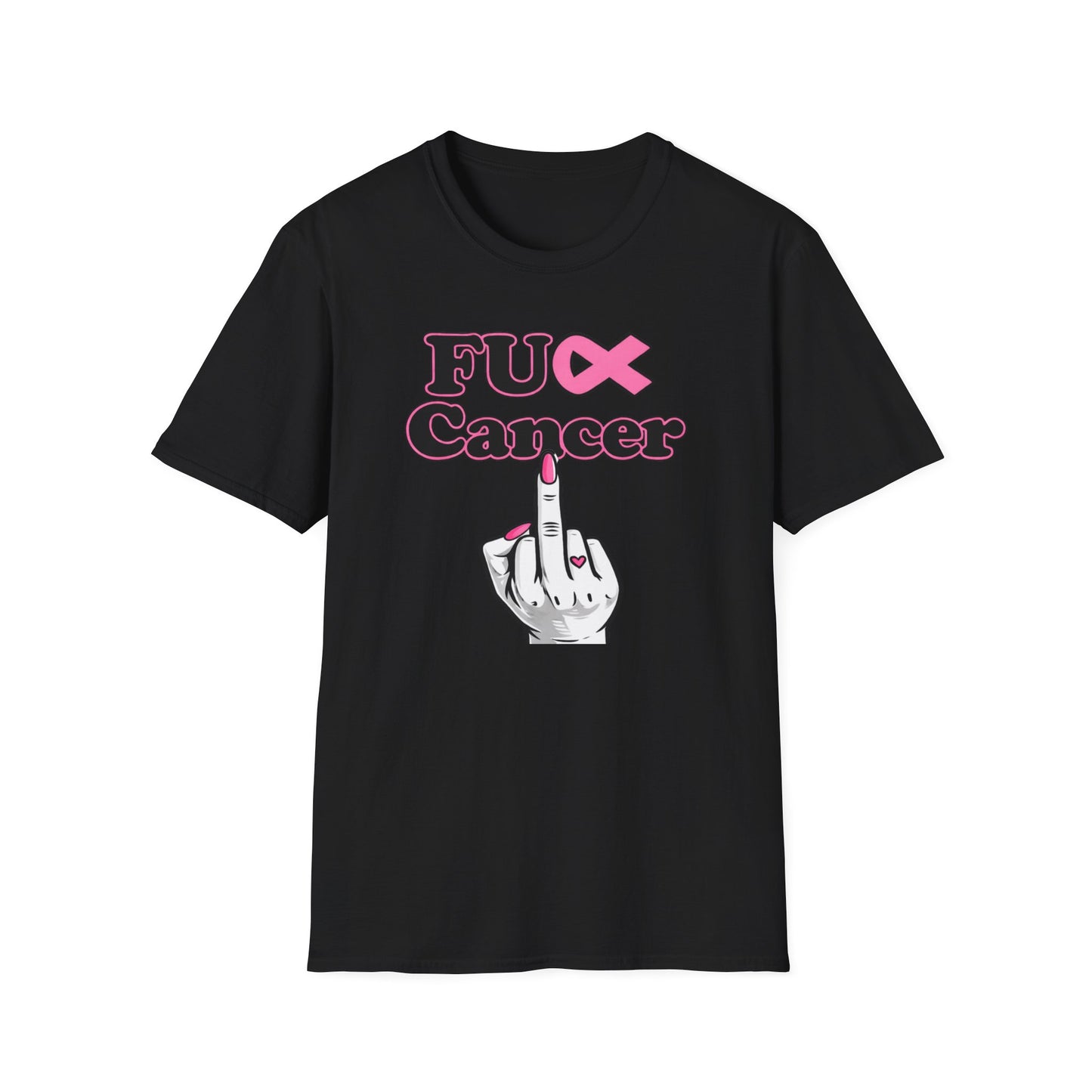 F CANCER - PINK RIBBON - Unisex Soft Style T-Shirt
