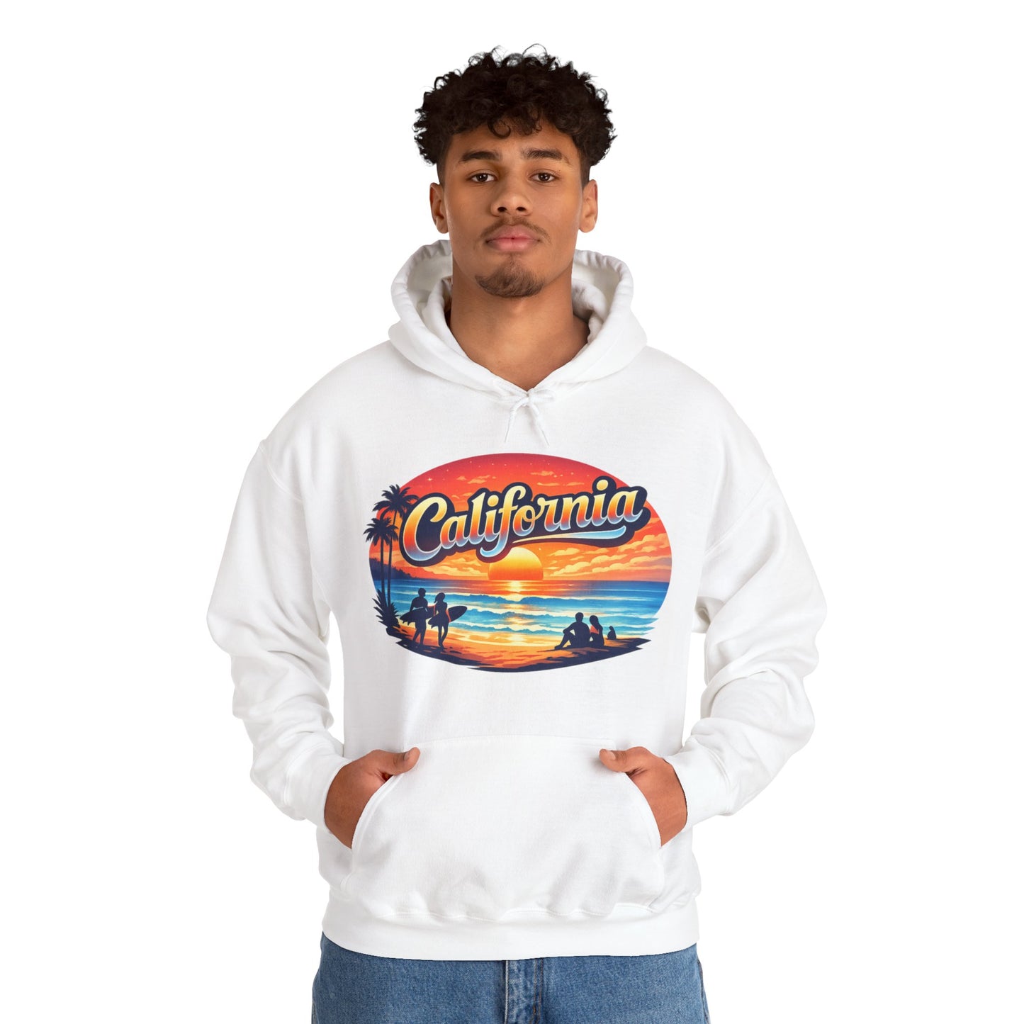 California Hoodie | Sunset Beach Coastal Graphic Unisex Pull-Over