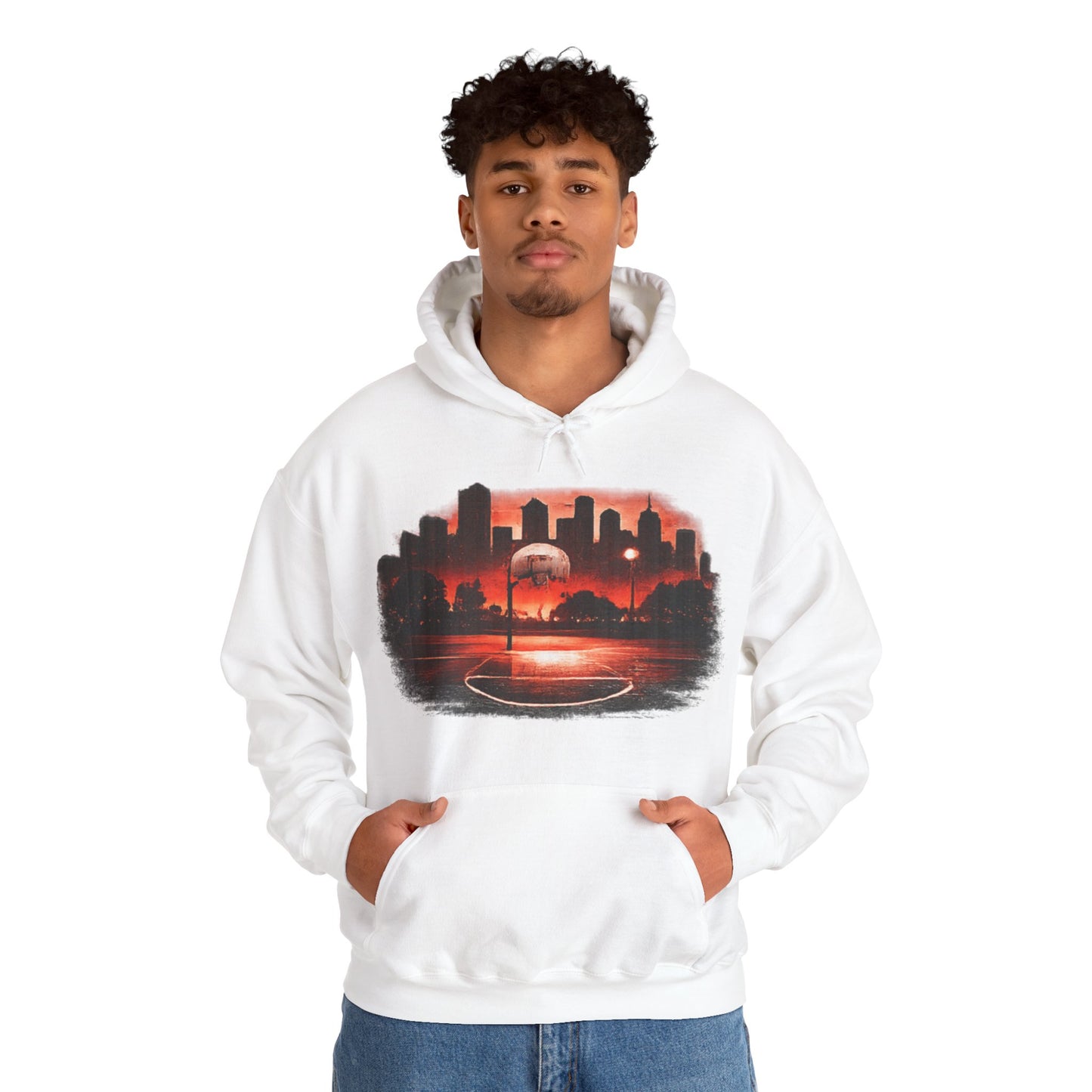Street B-Ball Court Hoodie | Urban Basketball Graphic Unisex Pull-Over