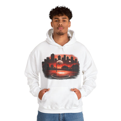 Street B-Ball Court Hoodie | Urban Basketball Graphic Unisex Pull-Over