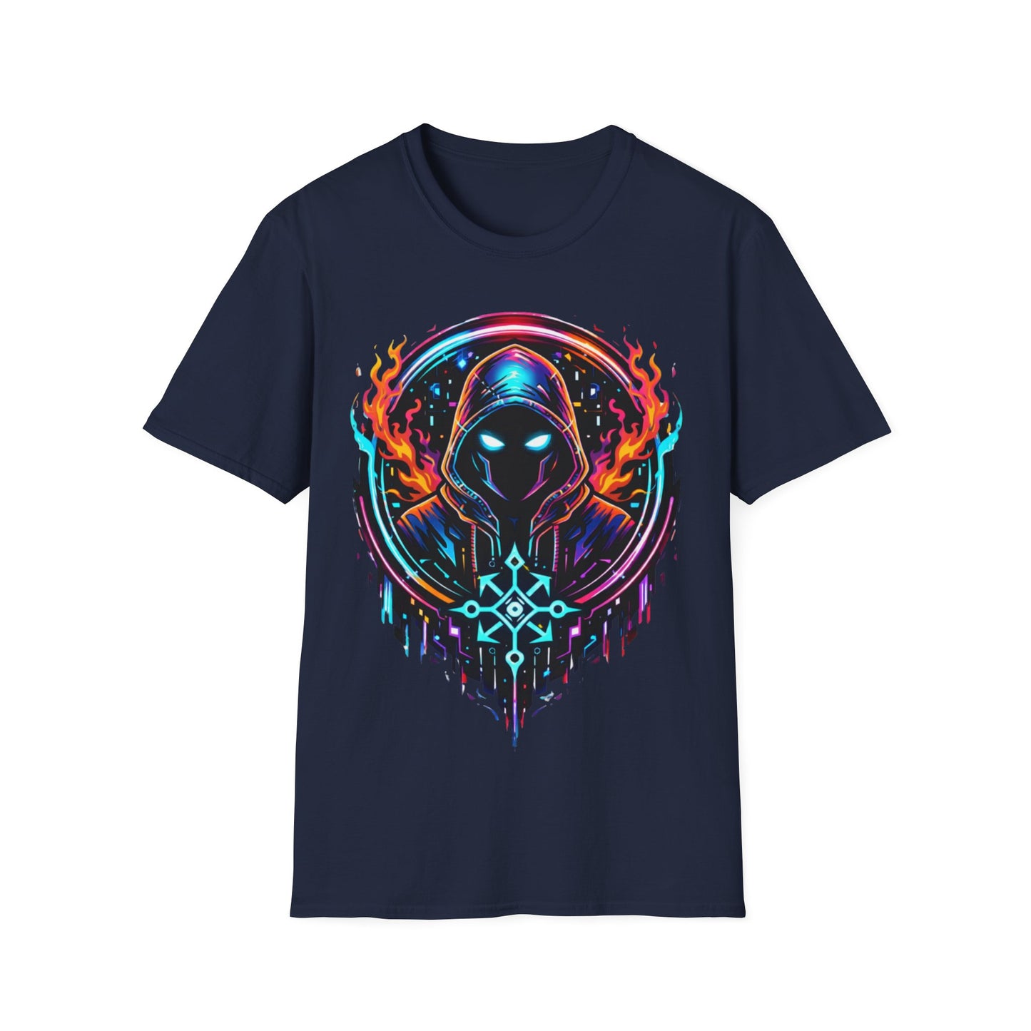 GLOWING HOODED WARRIOR ((BIG PRINT)) - Unisex Soft Style T-Shirt