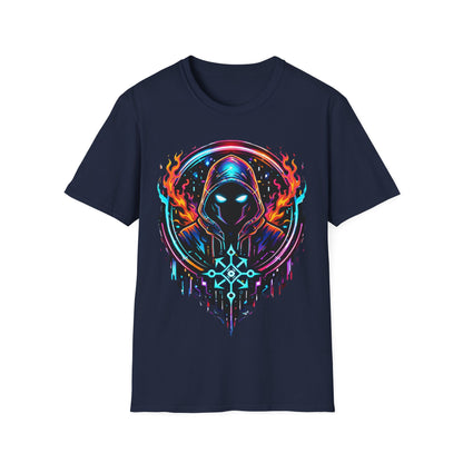 GLOWING HOODED WARRIOR ((BIG PRINT)) - Unisex Soft Style T-Shirt