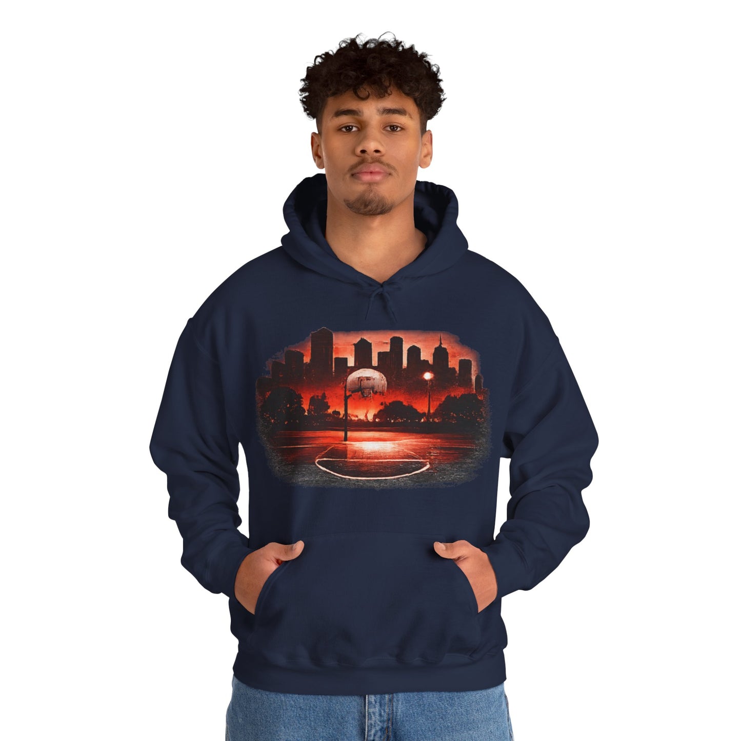 Street B-Ball Court Hoodie | Urban Basketball Graphic Unisex Pull-Over