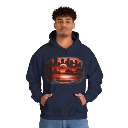 Street B-Ball Court Hoodie | Urban Basketball Graphic Unisex Pull-Over