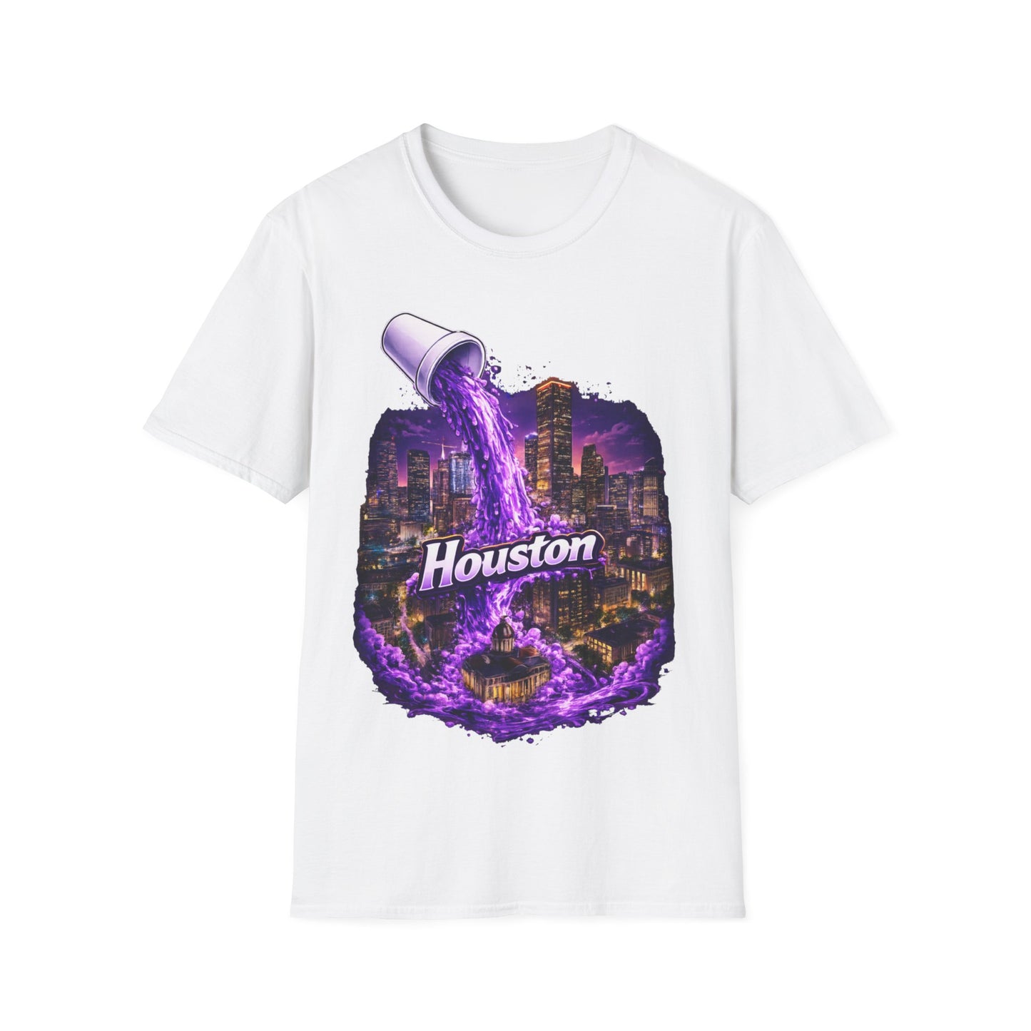 PURPLE HOUSTON ((BIG PRINT)) - Unisex Soft Style T-Shirt