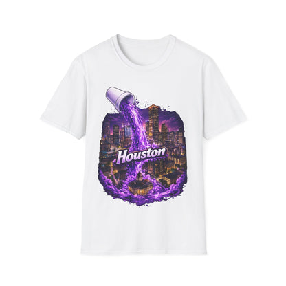 PURPLE HOUSTON ((BIG PRINT)) - Unisex Soft Style T-Shirt