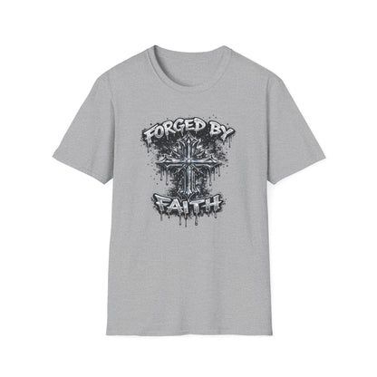 FORGED BY FAITH -CHROME CROSS - Unisex Soft Style T-Shirt