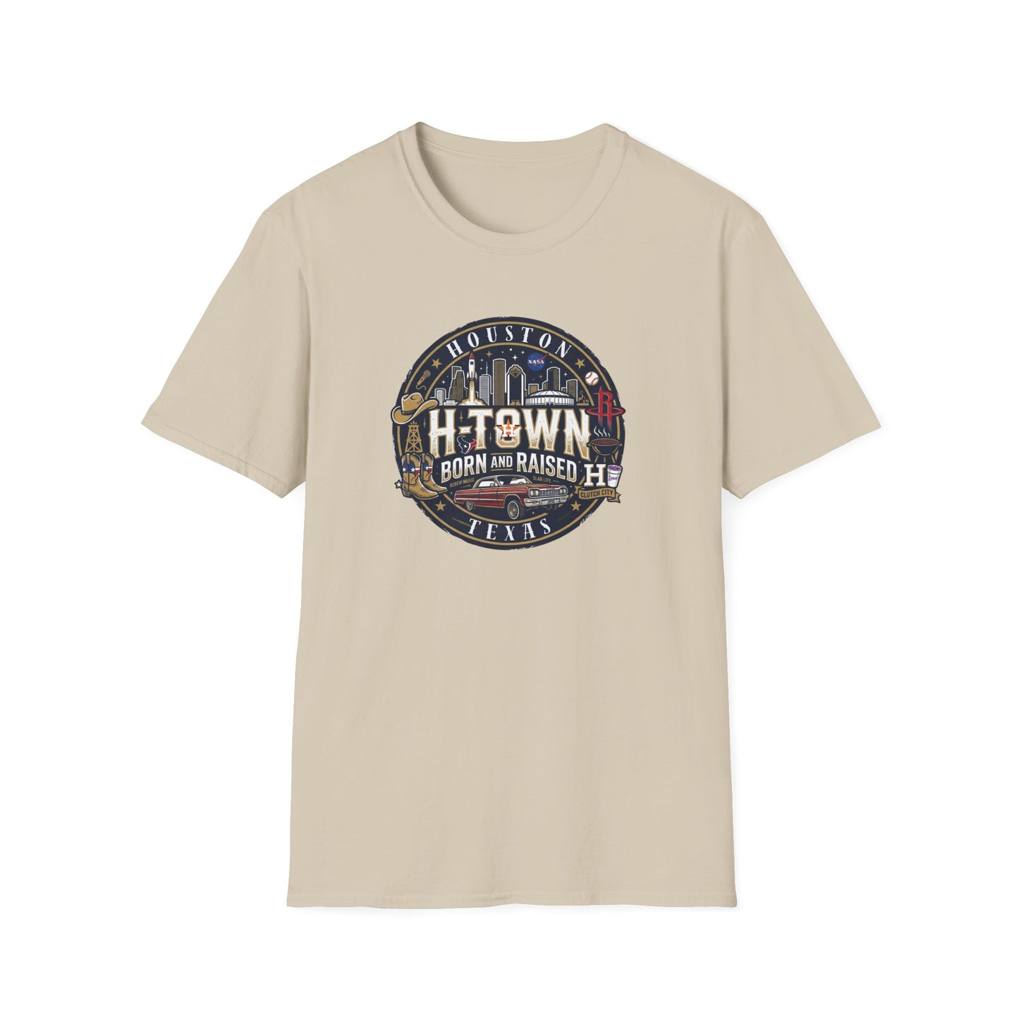 HOUSTON TEXAS-BORN AND RAISED - Unisex Soft Style T-Shirt