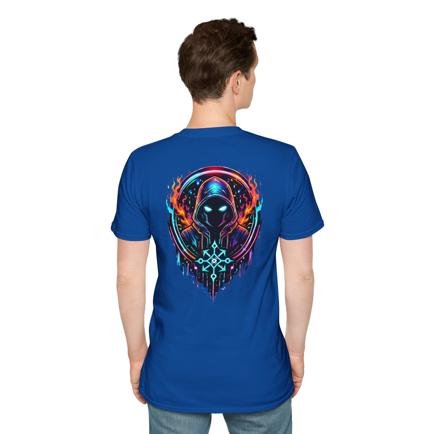 GLOWING HOODED WARRIOR - (Front/Back Print) - Unisex Soft Style T-Shirt