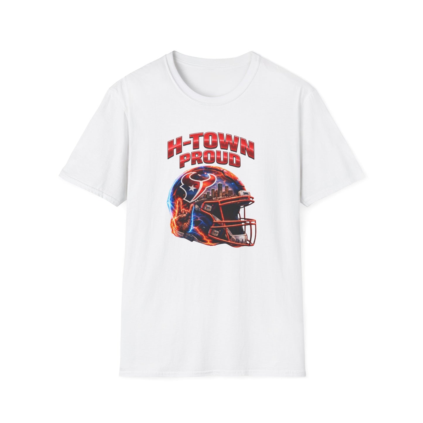 TEXANS INSPIRED HELMET - H-TOWN PROUD - Unisex Soft Style T-Shirt