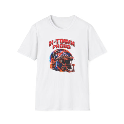 TEXANS INSPIRED HELMET - H-TOWN PROUD - Unisex Soft Style T-Shirt