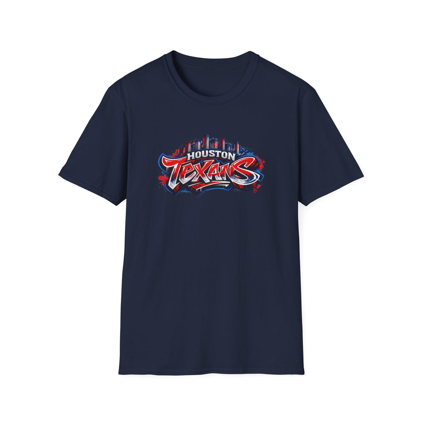 HOUSTON TEXANS W/SKYLINE GRAFFITI ART - Unisex Soft Style T-Shirt