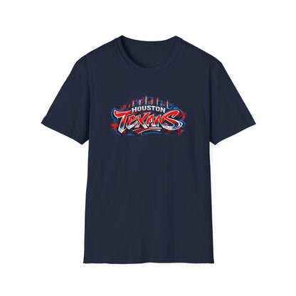 HOUSTON TEXANS W/SKYLINE GRAFFITI ART - Unisex Soft Style T-Shirt