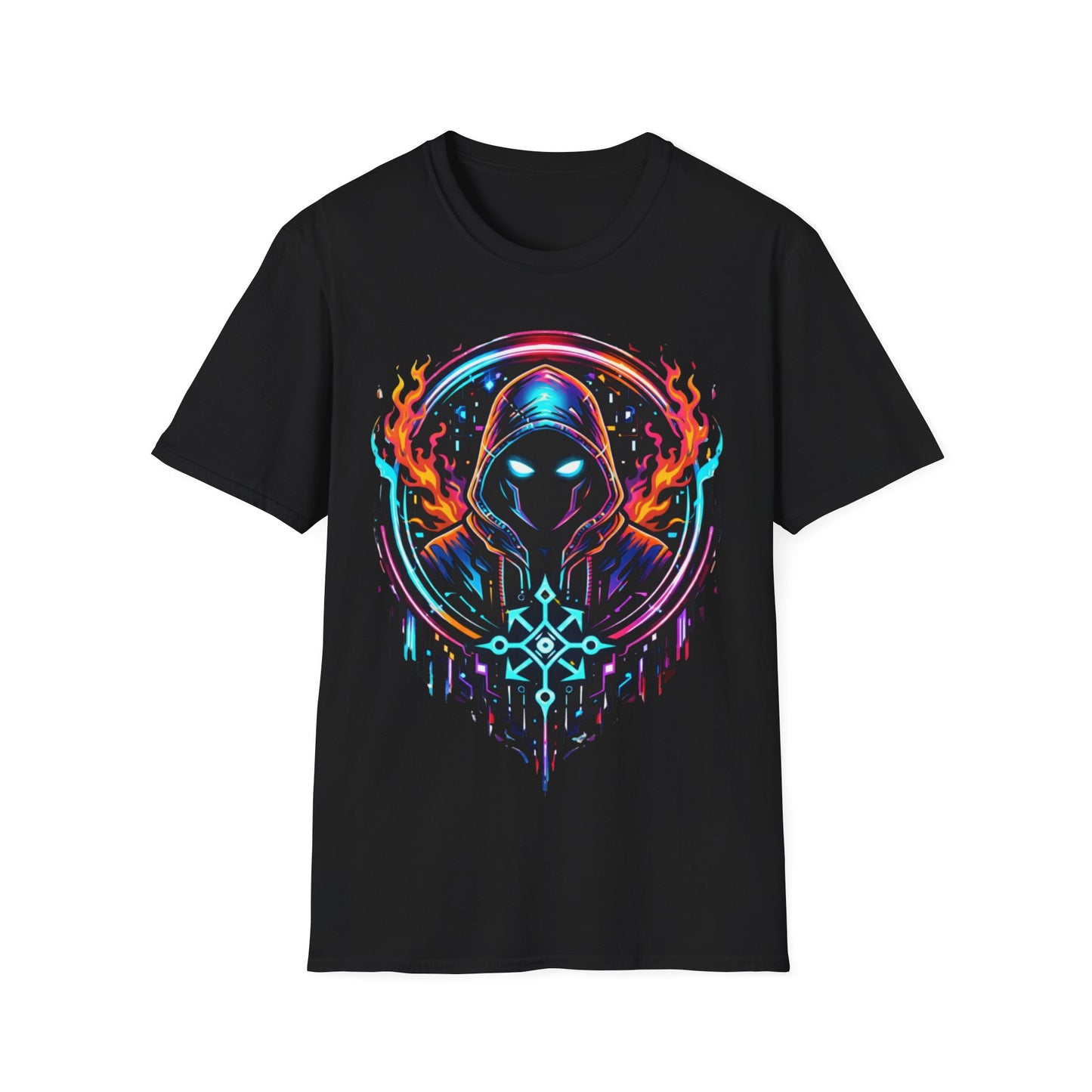 GLOWING HOODED WARRIOR ((BIG PRINT)) - Unisex Soft Style T-Shirt