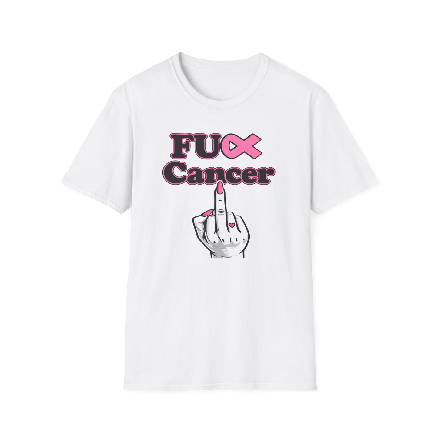 F CANCER - PINK RIBBON - Unisex Soft Style T-Shirt