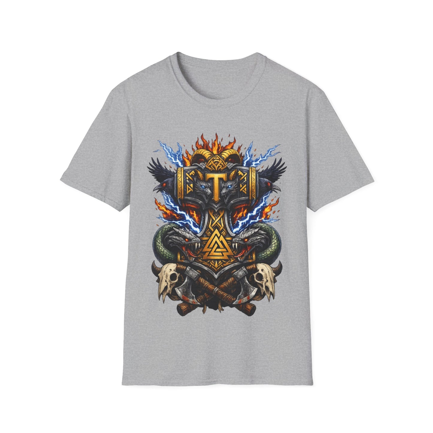 VIKING MJOLNIR SHIELD - ((BIG PRINT)) Unisex Soft Style T-shirt