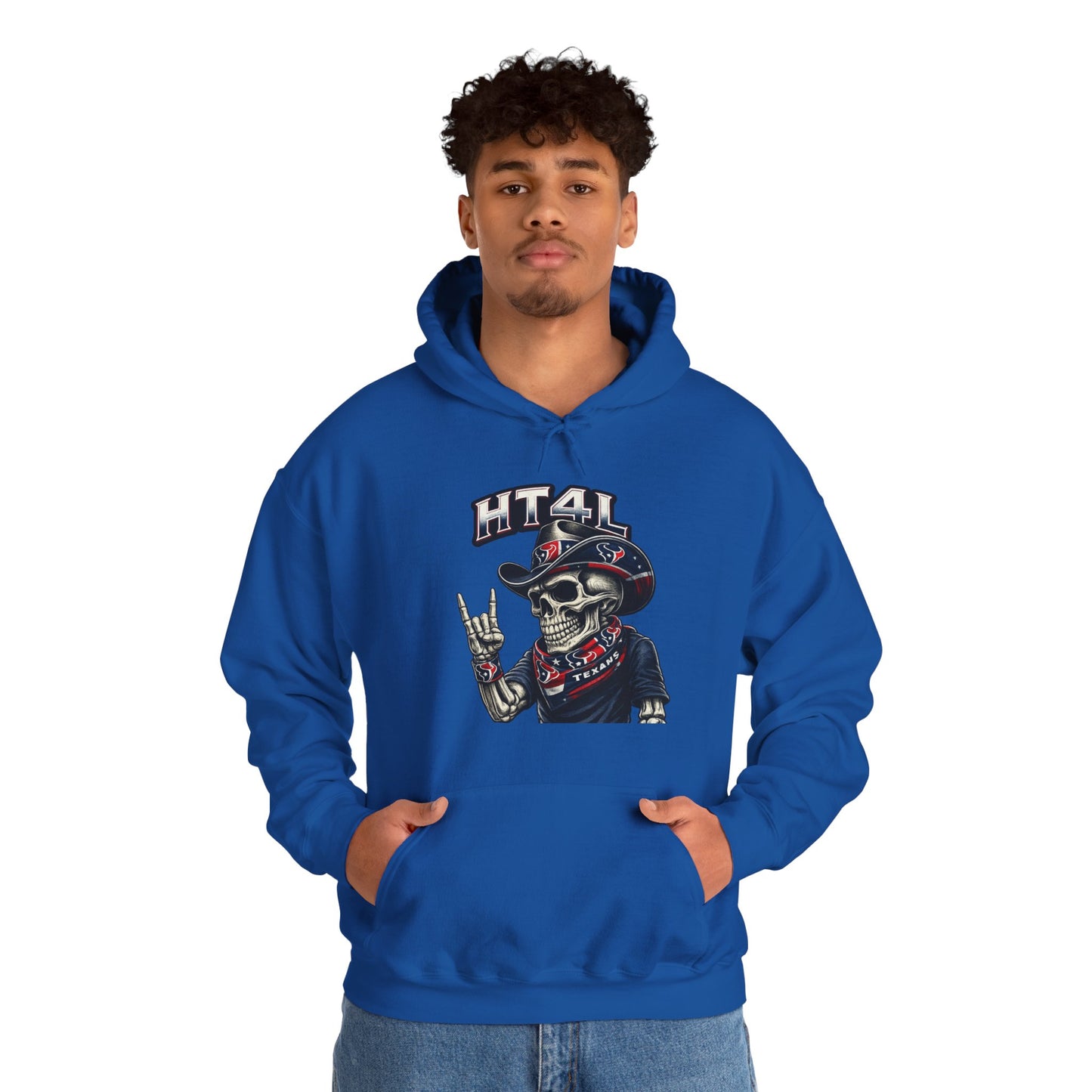 HT4L Skeleton Throwing the H | Houston Texans Unisex Pull-Over Hoodie