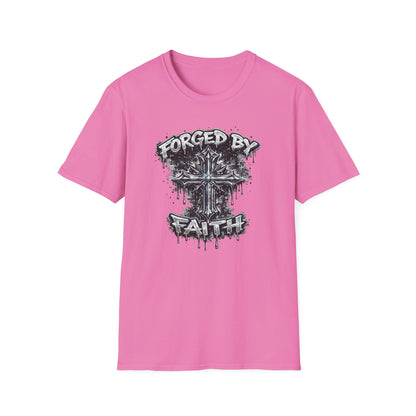FORGED BY FAITH -CHROME CROSS - Unisex Soft Style T-Shirt