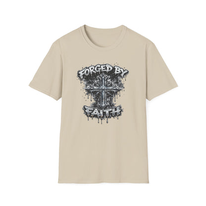 FORGED BY FAITH -CHROME CROSS - Unisex Soft Style T-Shirt