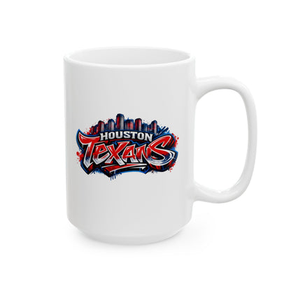 HOUSTON TEXANS GRAFFITI ART W/SKYLINE Ceramic Mug, (11oz, 15oz)