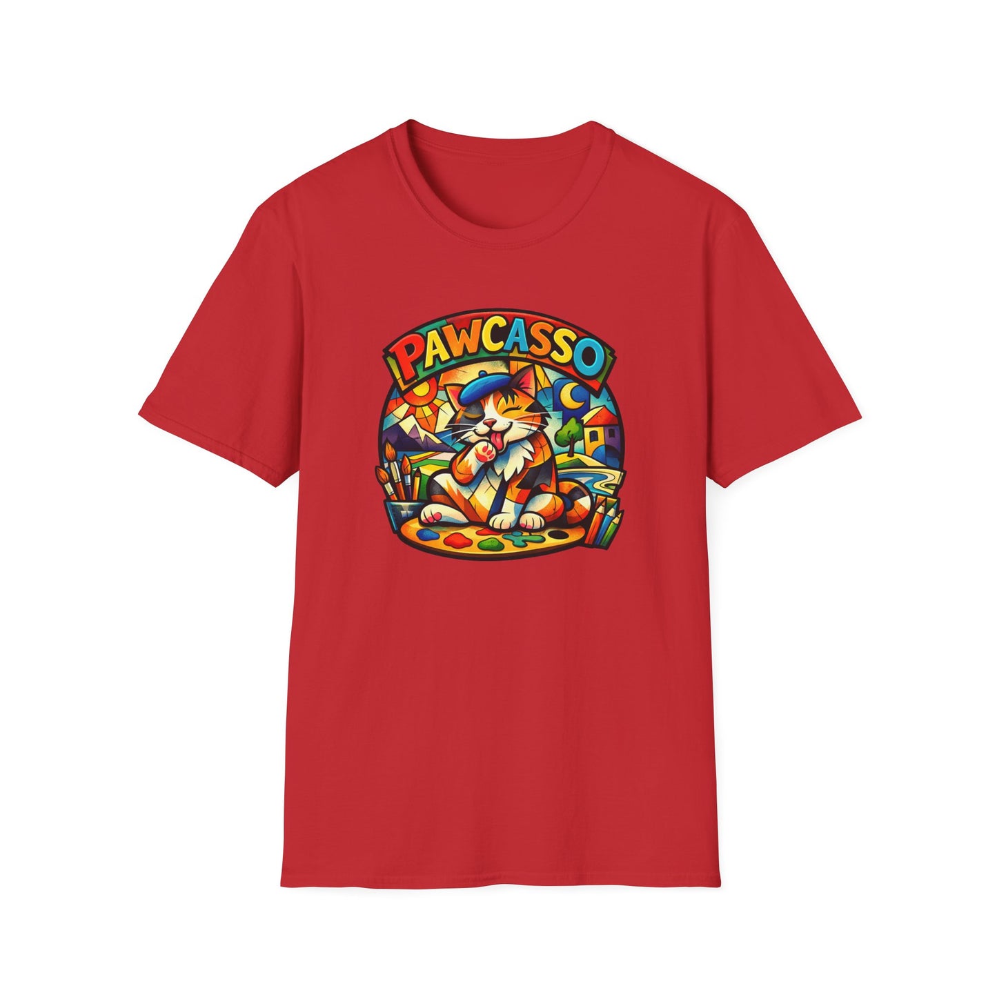 PAWCASSO-CAT ARTIST - Unisex Soft Style T-Shirt