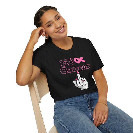 F CANCER - PINK RIBBON - Unisex Soft Style T-Shirt
