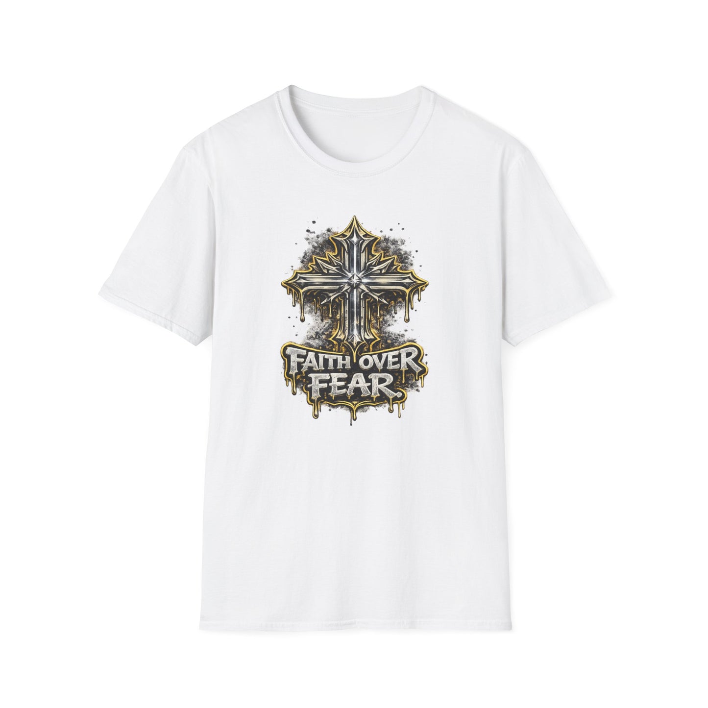 FAITH OVER FEAR-GRAPHIC CROSS - Unisex Soft Style T-Shirt