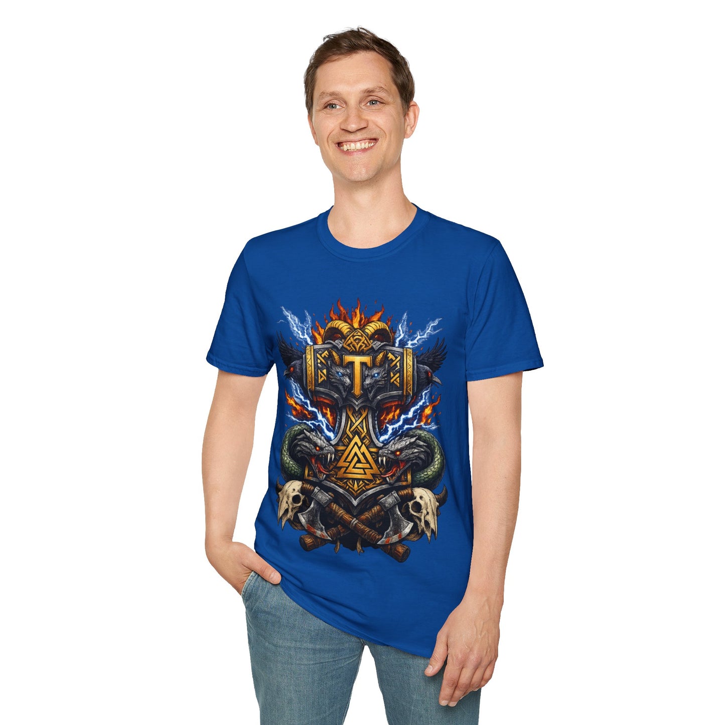 VIKING MJOLNIR SHIELD - ((BIG PRINT)) Unisex Soft Style T-shirt