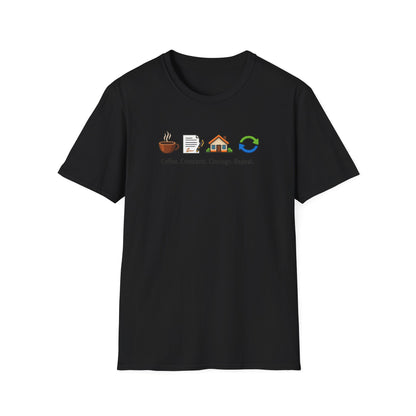 COFFEE-CONTRACTS-CLOSING-REPEAT - Unisex Softstyle T-Shirt