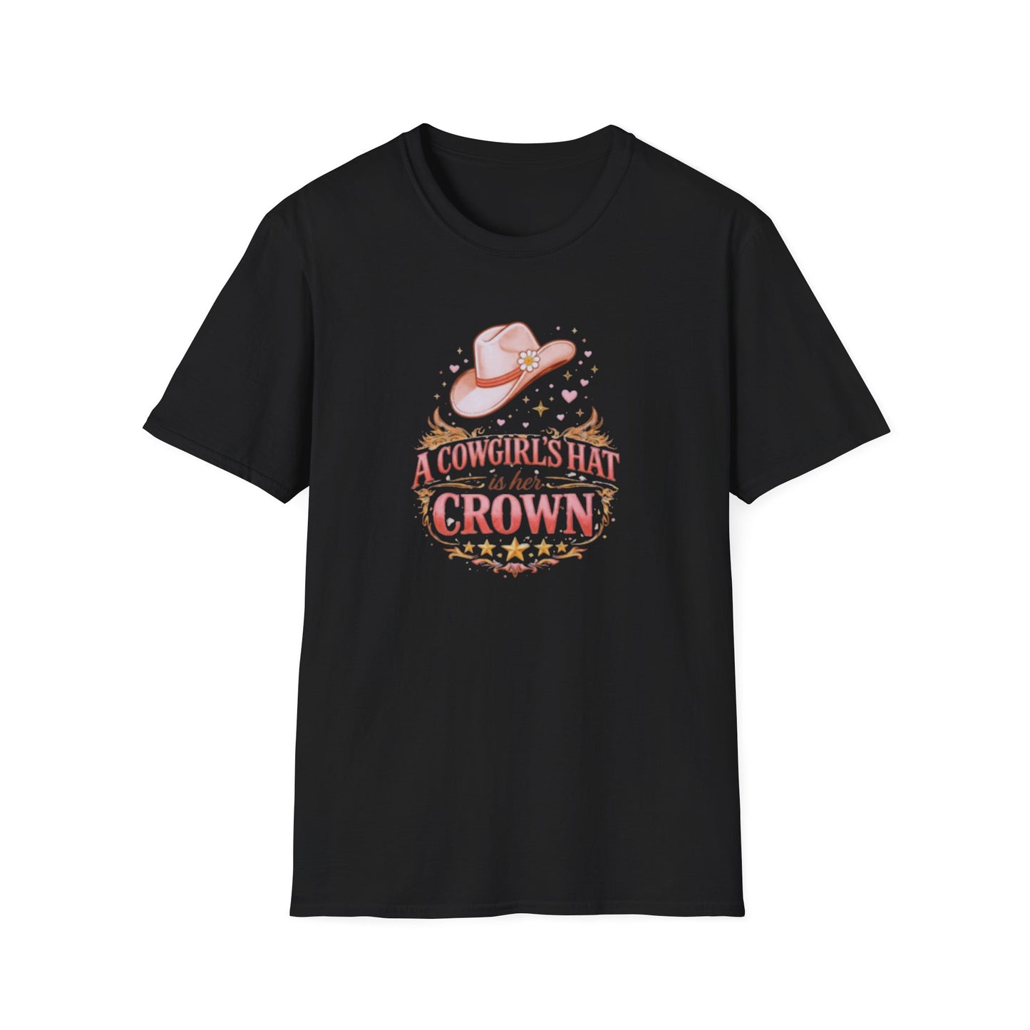 A COWGIRL'S HAT IS HER CROWN - Unisex Soft Style T-Shirt