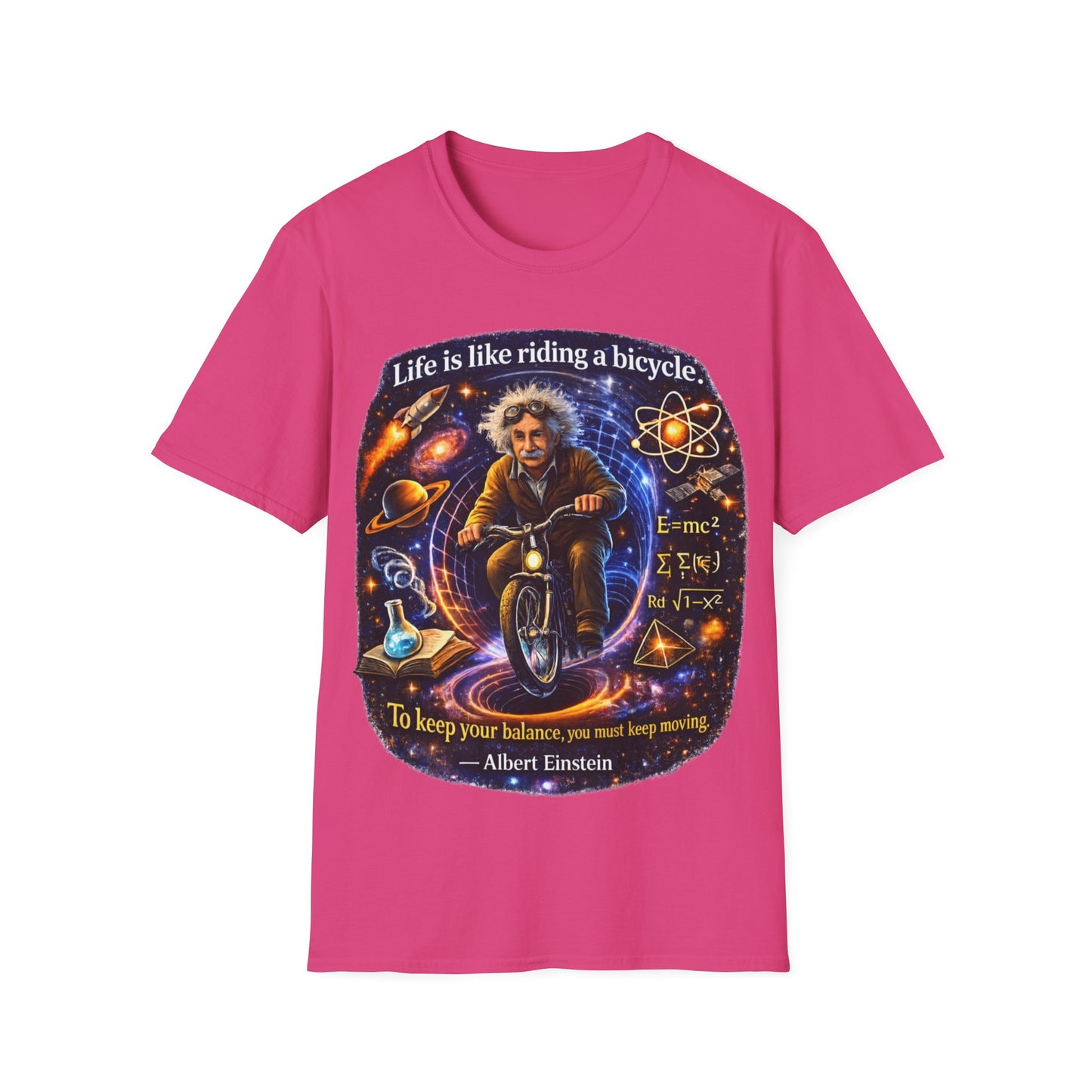 LIFE IS LIKING RIDING A BICYCLE - ((BIG PRINT)) - Unisex Soft Style T-Shirt