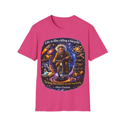 LIFE IS LIKING RIDING A BICYCLE - ((BIG PRINT)) - Unisex Soft Style T-Shirt