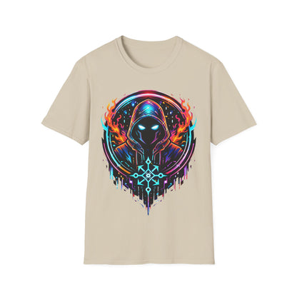 GLOWING HOODED WARRIOR ((BIG PRINT)) - Unisex Soft Style T-Shirt