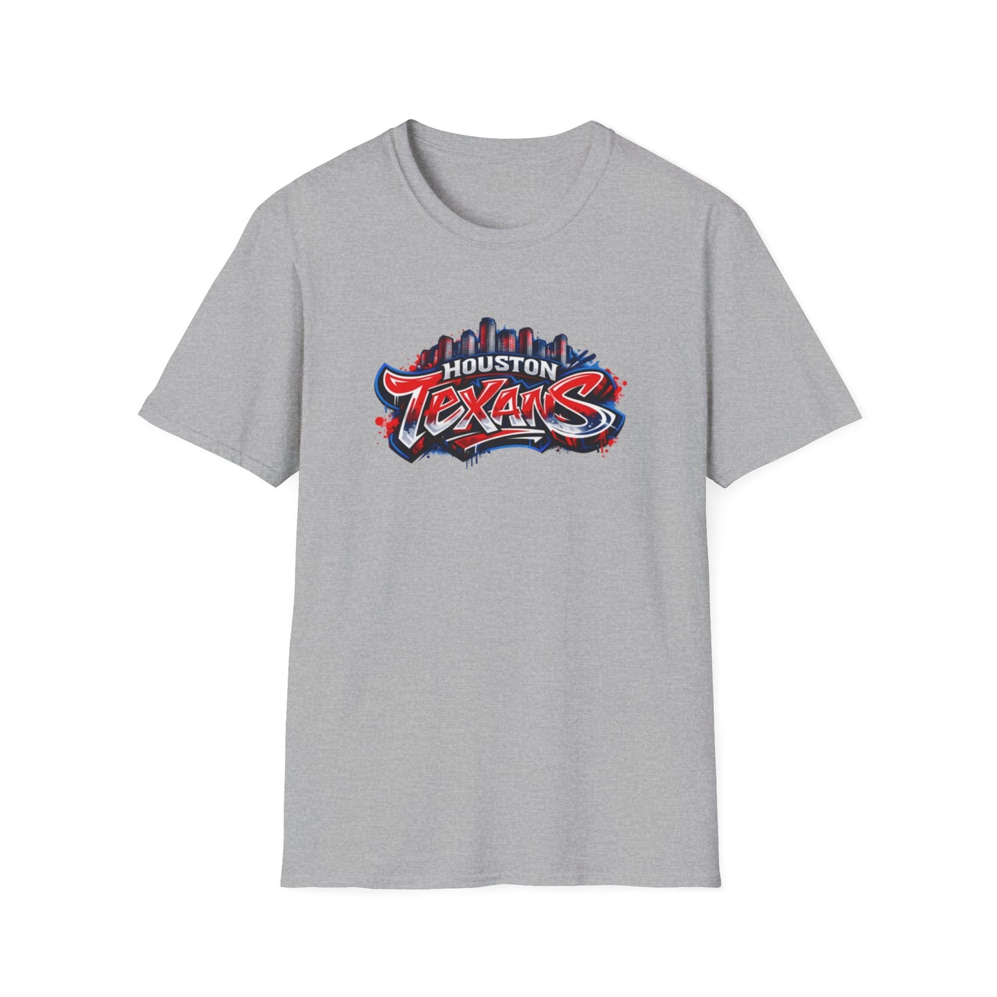 HOUSTON TEXANS W/SKYLINE GRAFFITI ART - Unisex Soft Style T-Shirt