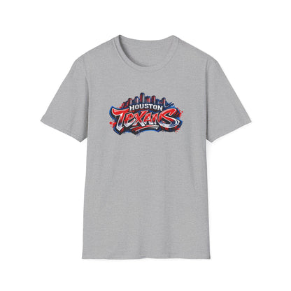 HOUSTON TEXANS W/SKYLINE GRAFFITI ART - Unisex Soft Style T-Shirt