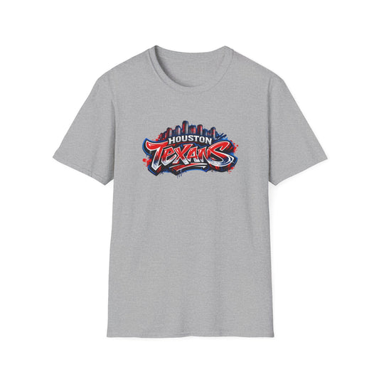 HOUSTON TEXANS W/SKYLINE GRAFFITI ART - Unisex Soft Style T-Shirt