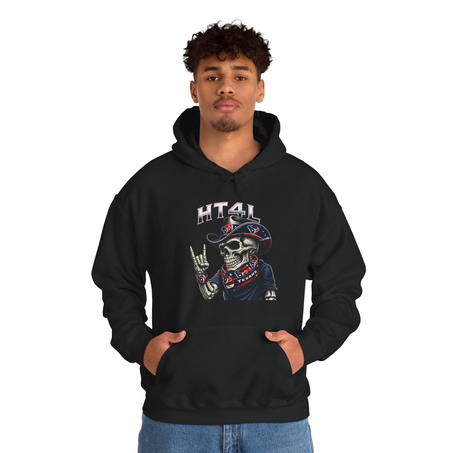 HT4L Skeleton Throwing the H | Houston Texans Unisex Pull-Over Hoodie