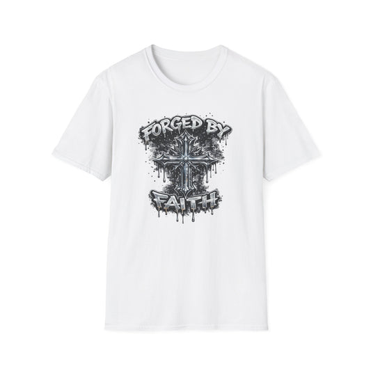 FORGED BY FAITH -CHROME CROSS - Unisex Soft Style T-Shirt